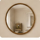 Round mirror for a bedroom wall